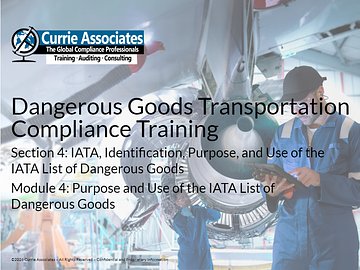 IATA 67 Module 4: Purpose and Use of the IATA List of Dangerous Goods