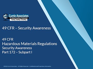 49 CFR Hazardous Materials Security Awareness