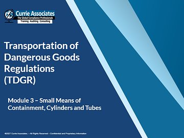 TDGR Training Module 3: Small Means of Containment, Cylinders and Tubes (2027)