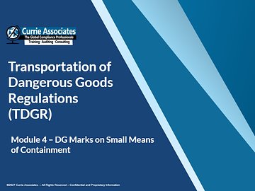 TDGR Training Module 4: Safety Marks on Small Means of Containment (2027)