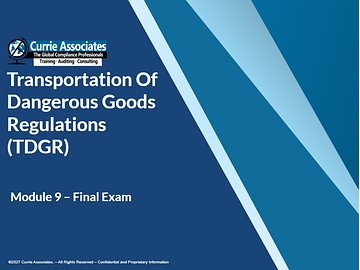 TDGR Training Module 9: Final Assessment (2027)